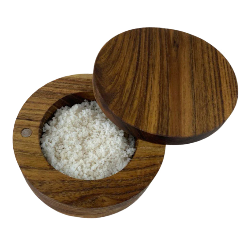 ABUNDANCE FARM - Baja Salt - Coarse - 450g in Acacia Salt Box