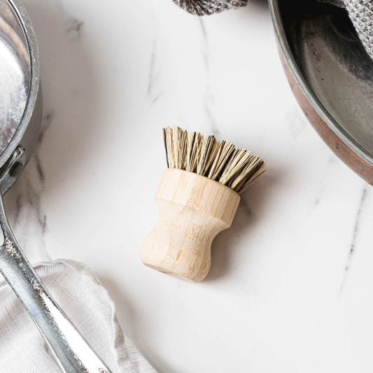 Pot Scrubber - Bamboo Handle & Palm Leaf Bristles
