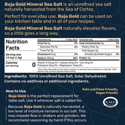 Baja Gold Mineral Sea Salt - Fine Grind - 454g